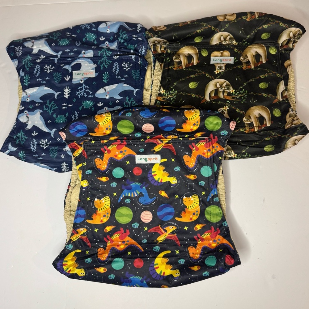 Langsprit Reusable Washable Male Dog Diaper Belly Bands, Set of 3, size XL